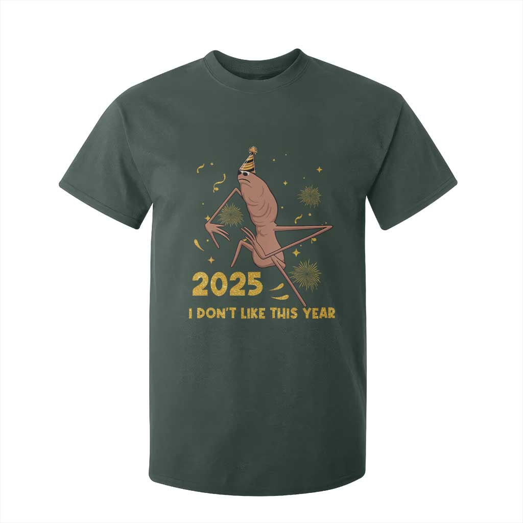 Funny Marcus The Worm New Year T Shirt For Kid 2025 I Dont Like This Year Fireworks NYE Party TS11 Dark Forest Green Print Your Wear