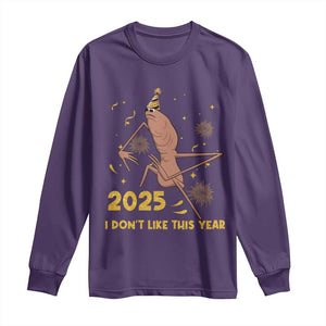 Funny Marcus The Worm New Year Long Sleeve Shirt 2025 I Dont Like This Year Fireworks NYE Party TS11 Purple Print Your Wear