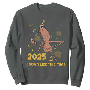Funny Marcus The Worm New Year Sweatshirt 2025 I Dont Like This Year Fireworks NYE Party TS11 Dark Heather Print Your Wear