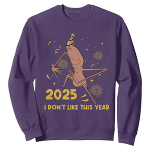 Funny Marcus The Worm New Year Sweatshirt 2025 I Dont Like This Year Fireworks NYE Party TS11 Purple Print Your Wear