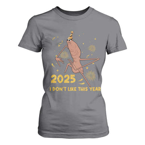Funny Marcus The Worm New Year T Shirt For Women 2025 I Dont Like This Year Fireworks NYE Party TS11 Charcoal Print Your Wear