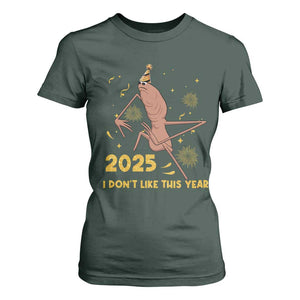 Funny Marcus The Worm New Year T Shirt For Women 2025 I Dont Like This Year Fireworks NYE Party TS11 Dark Forest Green Print Your Wear