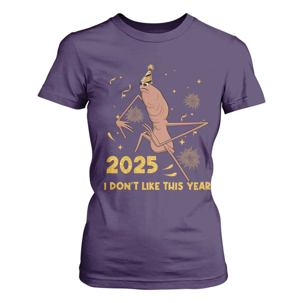 Funny Marcus The Worm New Year T Shirt For Women 2025 I Dont Like This Year Fireworks NYE Party TS11 Purple Print Your Wear