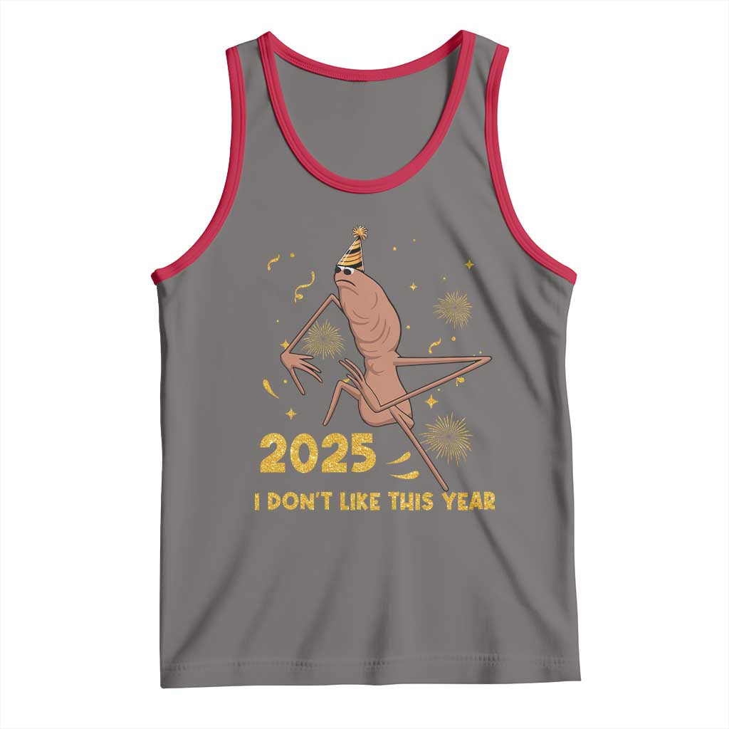 Funny Marcus The Worm New Year Tank Top 2025 I Dont Like This Year Fireworks NYE Party TS11 Deep Heather Red Print Your Wear