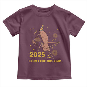Funny Marcus The Worm New Year Toddler T Shirt 2025 I Dont Like This Year Fireworks NYE Party TS11 Maroon Print Your Wear