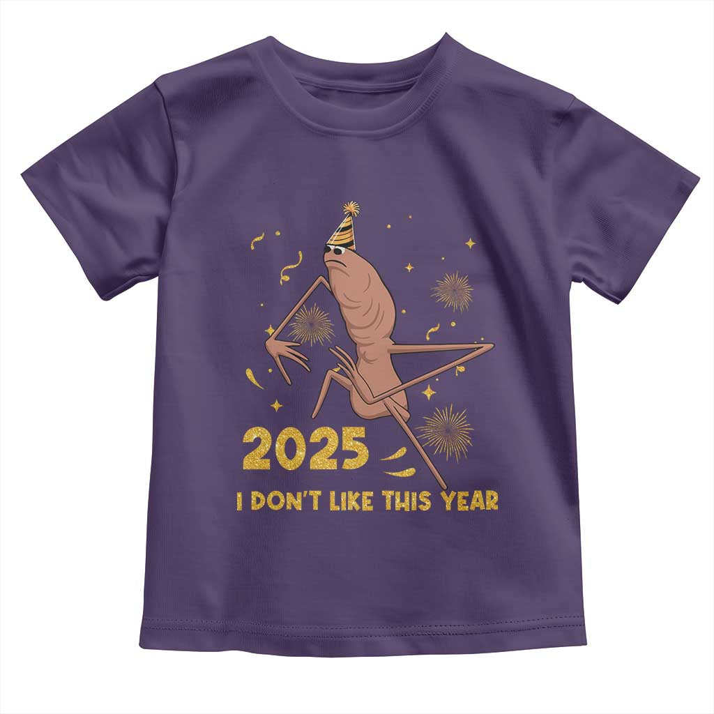 Funny Marcus The Worm New Year Toddler T Shirt 2025 I Dont Like This Year Fireworks NYE Party TS11 Purple Print Your Wear