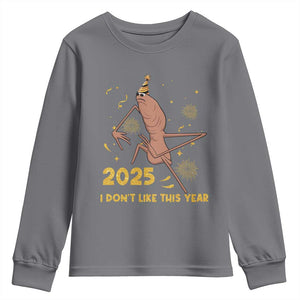 Funny Marcus The Worm New Year Youth Sweatshirt 2025 I Dont Like This Year Fireworks NYE Party TS11 Charcoal Print Your Wear