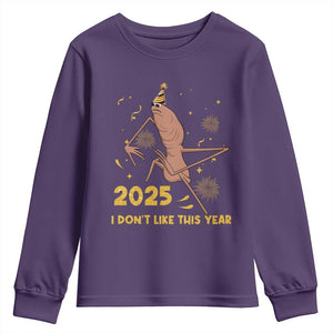 Funny Marcus The Worm New Year Youth Sweatshirt 2025 I Dont Like This Year Fireworks NYE Party TS11 Purple Print Your Wear
