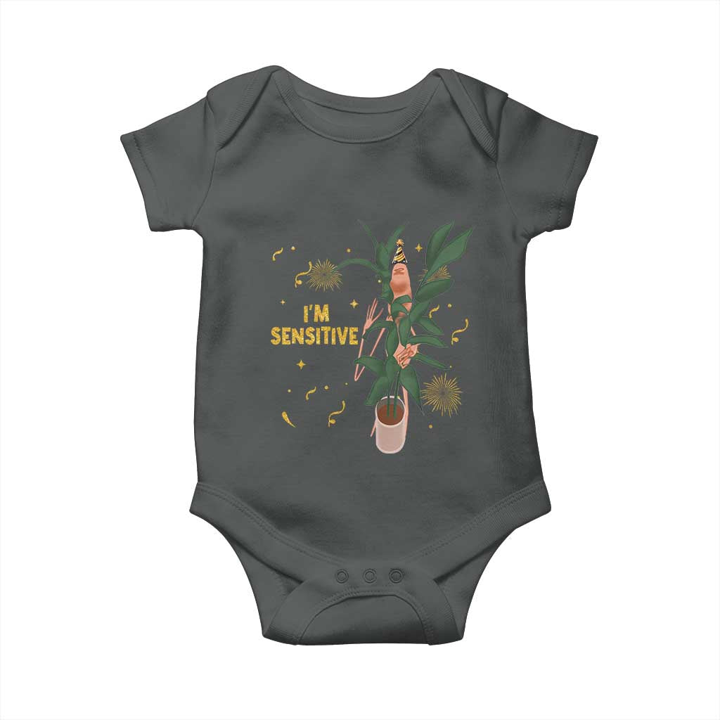 Funny Marcus The Worm New Year Baby Onesie I Am Sensitive NYE Party Firework TS11 Dark Heather Print Your Wear