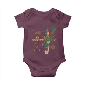Funny Marcus The Worm New Year Baby Onesie I Am Sensitive NYE Party Firework TS11 Maroon Print Your Wear