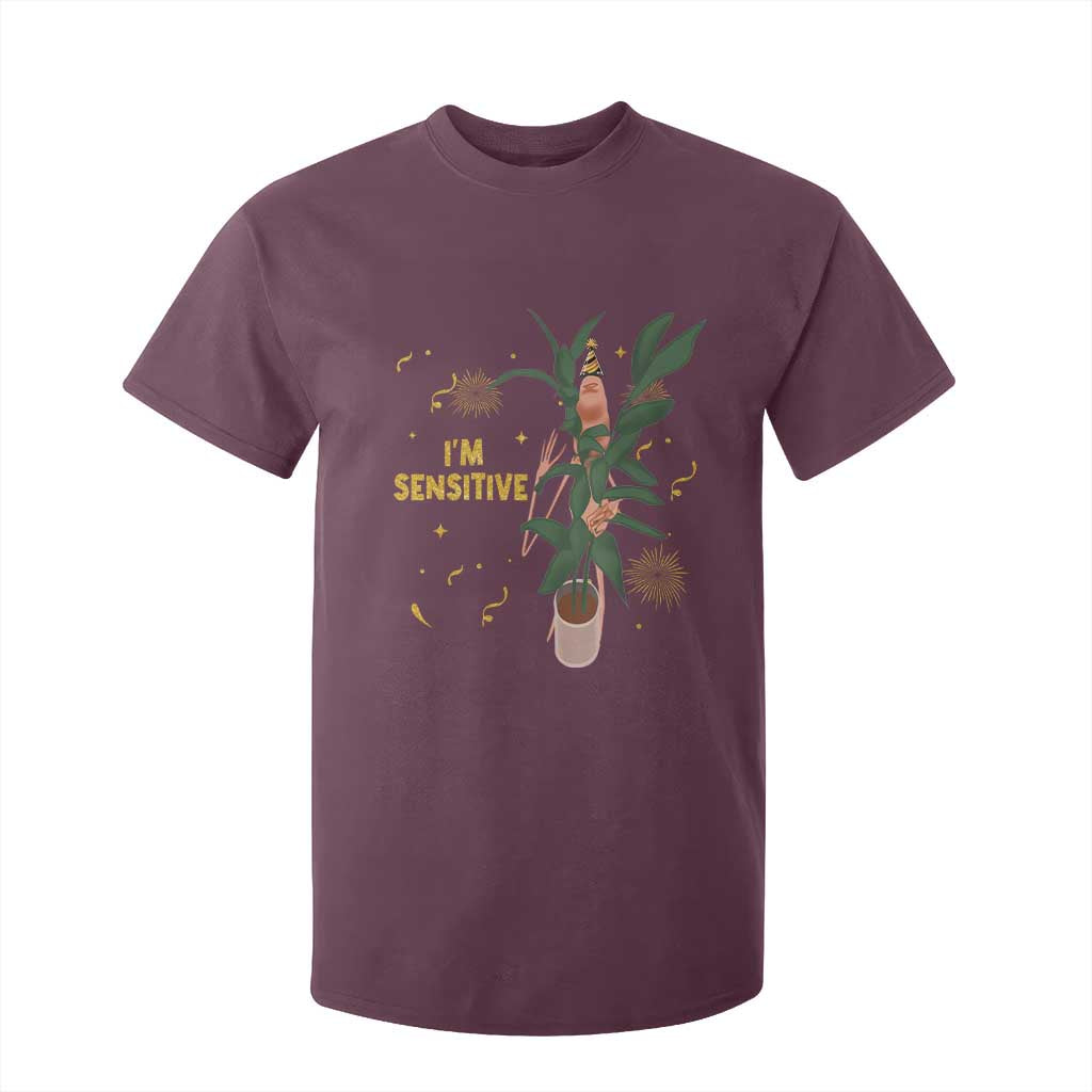 Funny Marcus The Worm New Year T Shirt For Kid I Am Sensitive NYE Party Firework TS11 Maroon Print Your Wear