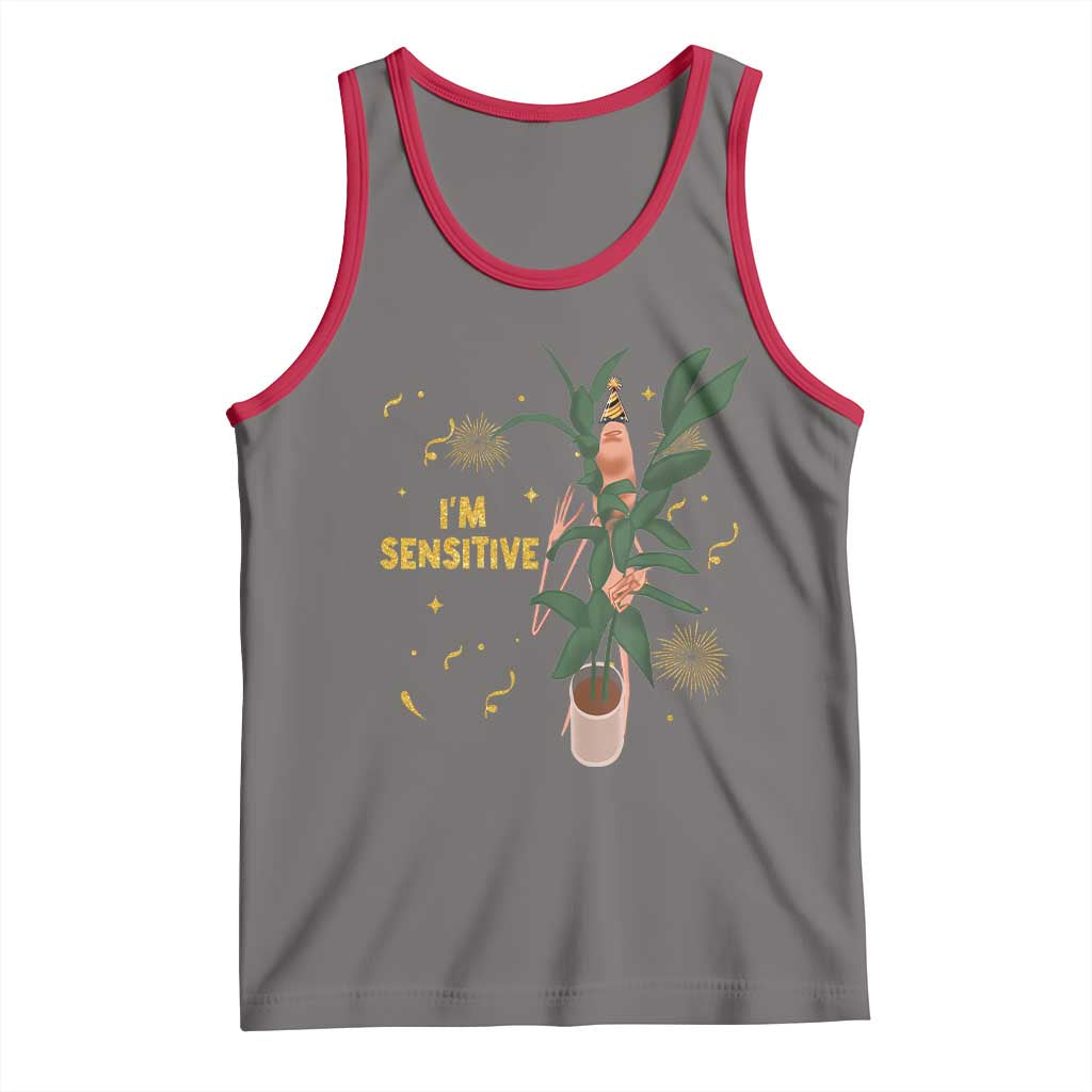 Funny Marcus The Worm New Year Tank Top I Am Sensitive NYE Party Firework TS11 Deep Heather Red Print Your Wear