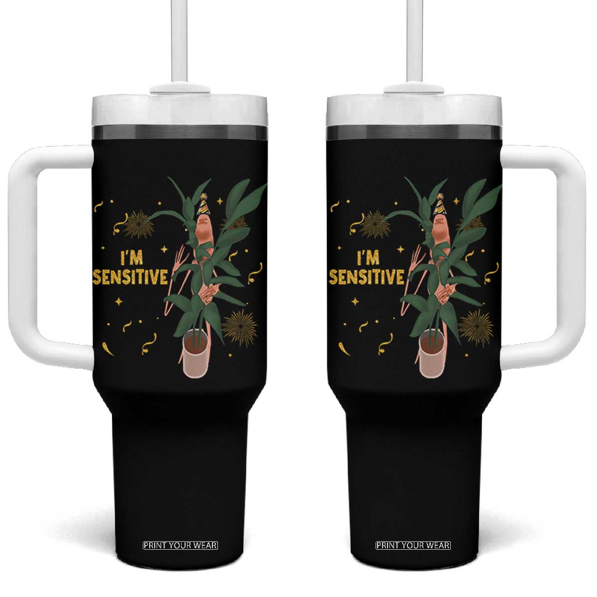 Funny Marcus The Worm New Year Tumbler With Handle I Am Sensitive NYE Party Firework TS11 One Size: 40 oz Black Print Your Wear