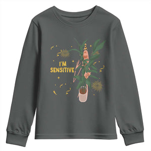 Funny Marcus The Worm New Year Youth Sweatshirt I Am Sensitive NYE Party Firework TS11 Dark Heather Print Your Wear