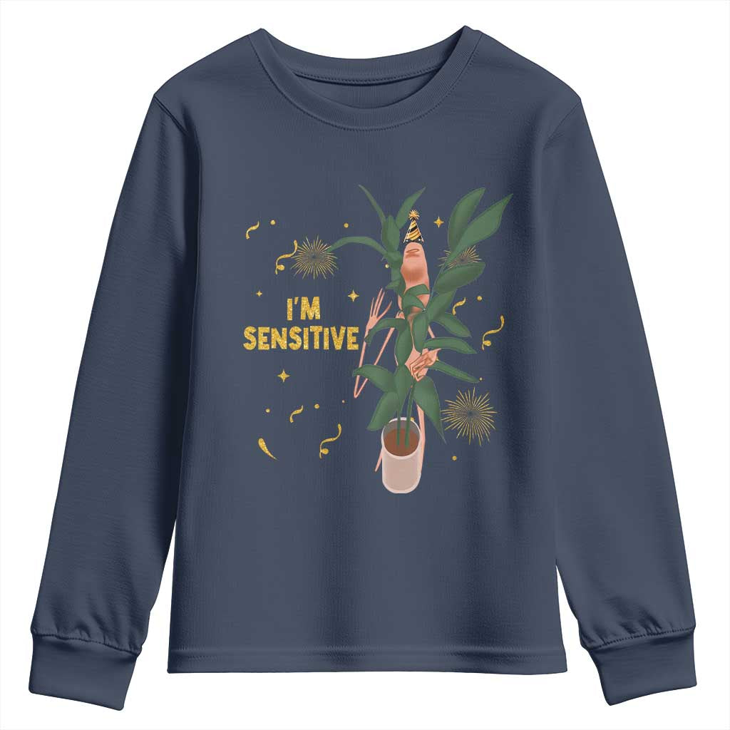 Funny Marcus The Worm New Year Youth Sweatshirt I Am Sensitive NYE Party Firework TS11 Navy Print Your Wear