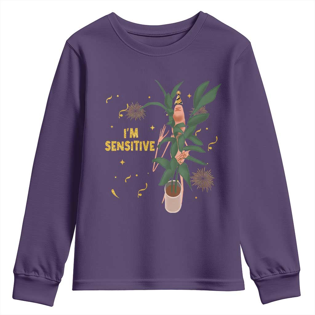Funny Marcus The Worm New Year Youth Sweatshirt I Am Sensitive NYE Party Firework TS11 Purple Print Your Wear