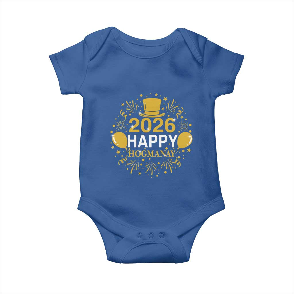 Scottish New Year 2026 Baby Onesie Happy Hogmanay NYE Party TS11 Royal Blue Print Your Wear