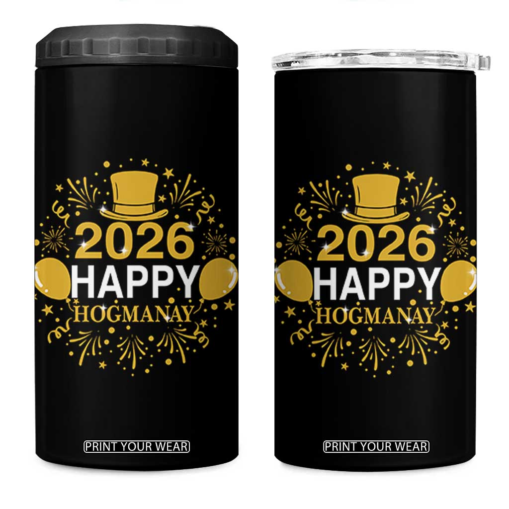 Scottish New Year 2026 4 in 1 Can Cooler Tumbler Happy Hogmanay NYE Party TS11 One Size: 16 oz Black Print Your Wear