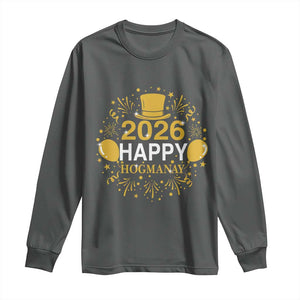 Scottish New Year 2026 Long Sleeve Shirt Happy Hogmanay NYE Party TS11 Dark Heather Print Your Wear