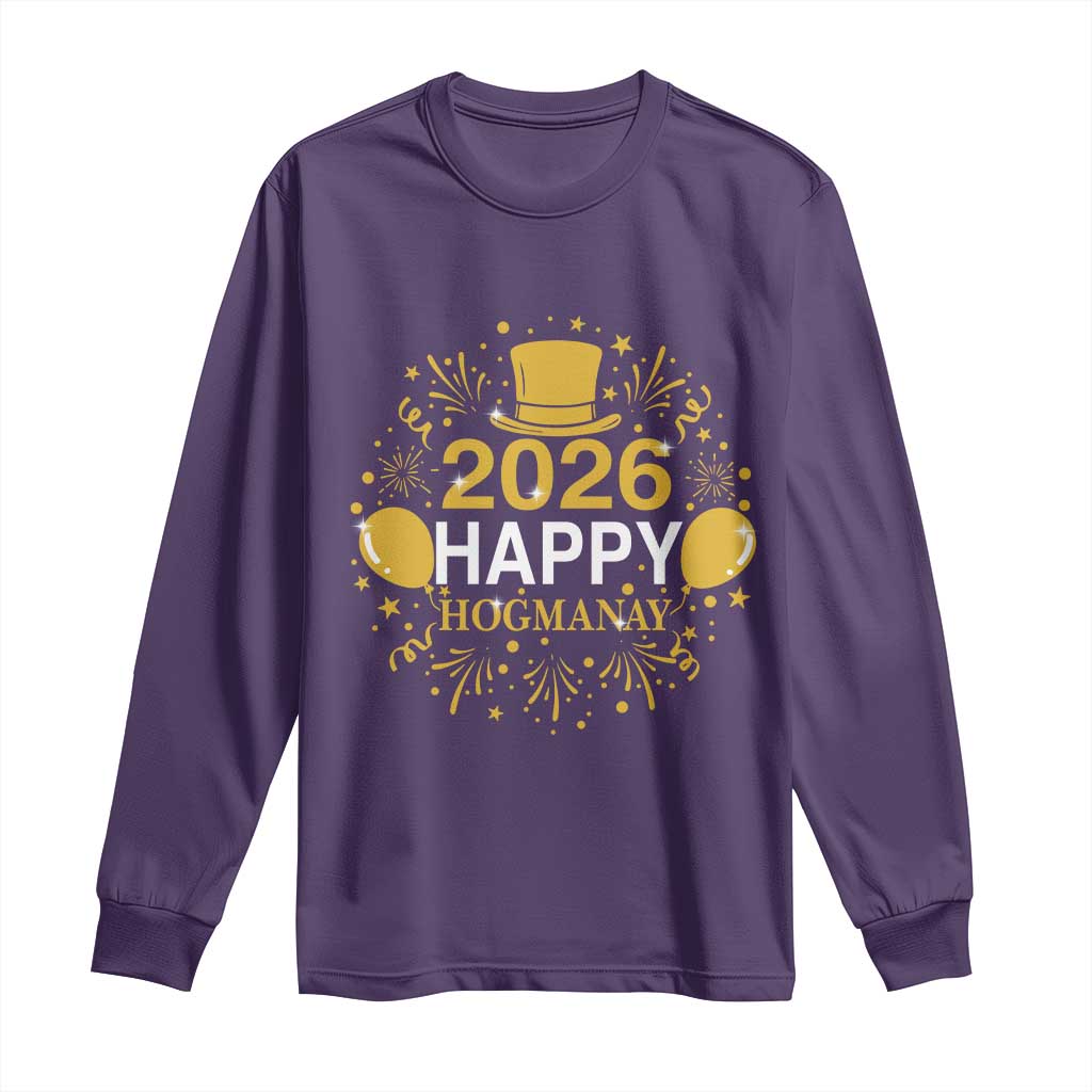 Scottish New Year 2026 Long Sleeve Shirt Happy Hogmanay NYE Party TS11 Purple Print Your Wear