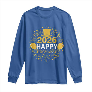 Scottish New Year 2026 Long Sleeve Shirt Happy Hogmanay NYE Party TS11 Royal Blue Print Your Wear