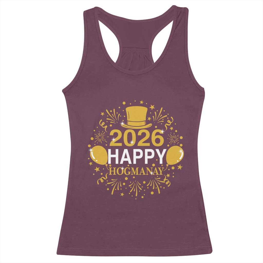 Scottish New Year 2026 Racerback Tank Top Happy Hogmanay NYE Party TS11 Maroon Print Your Wear