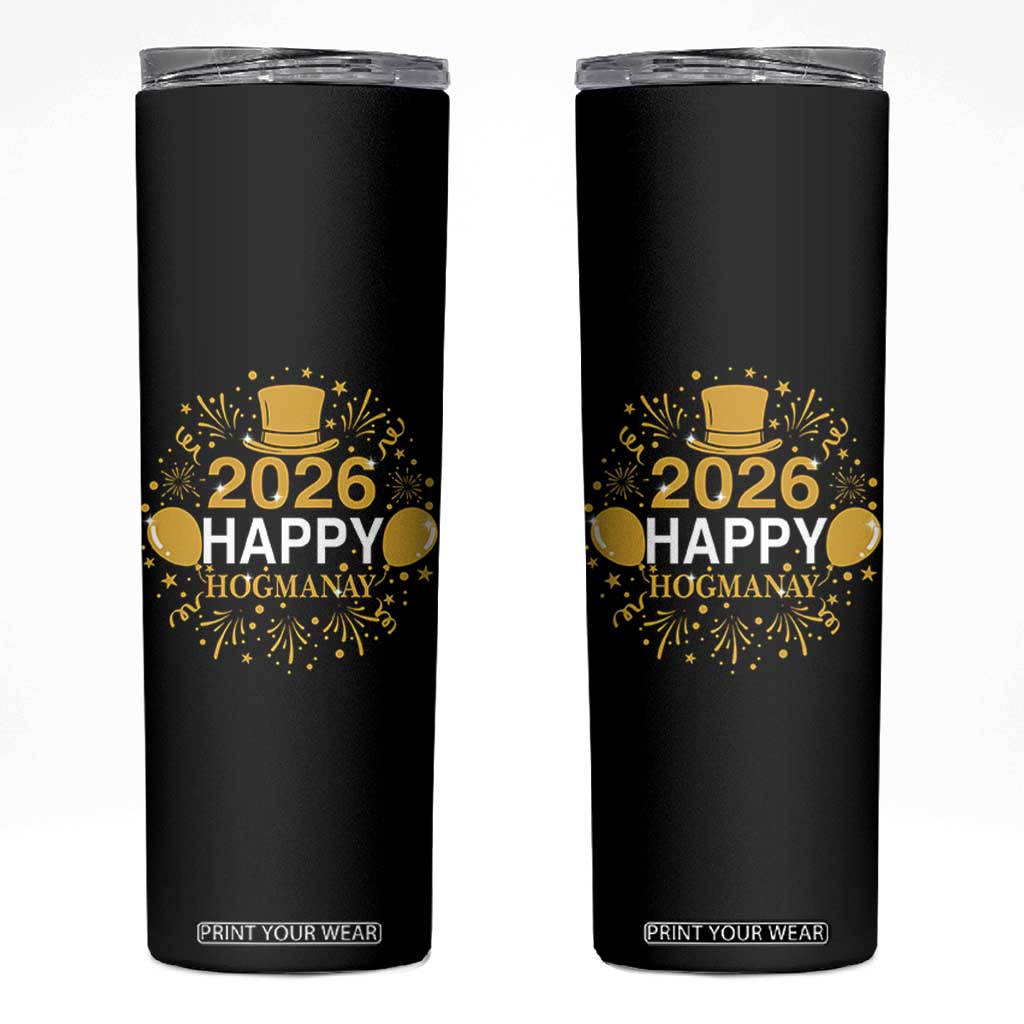 Scottish New Year 2026 Skinny Tumbler Happy Hogmanay NYE Party TS11 Black Print Your Wear