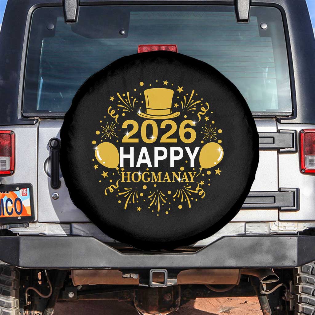 Scottish New Year 2026 Spare Tire Cover Happy Hogmanay NYE Party TS11 No hole Black Print Your Wear