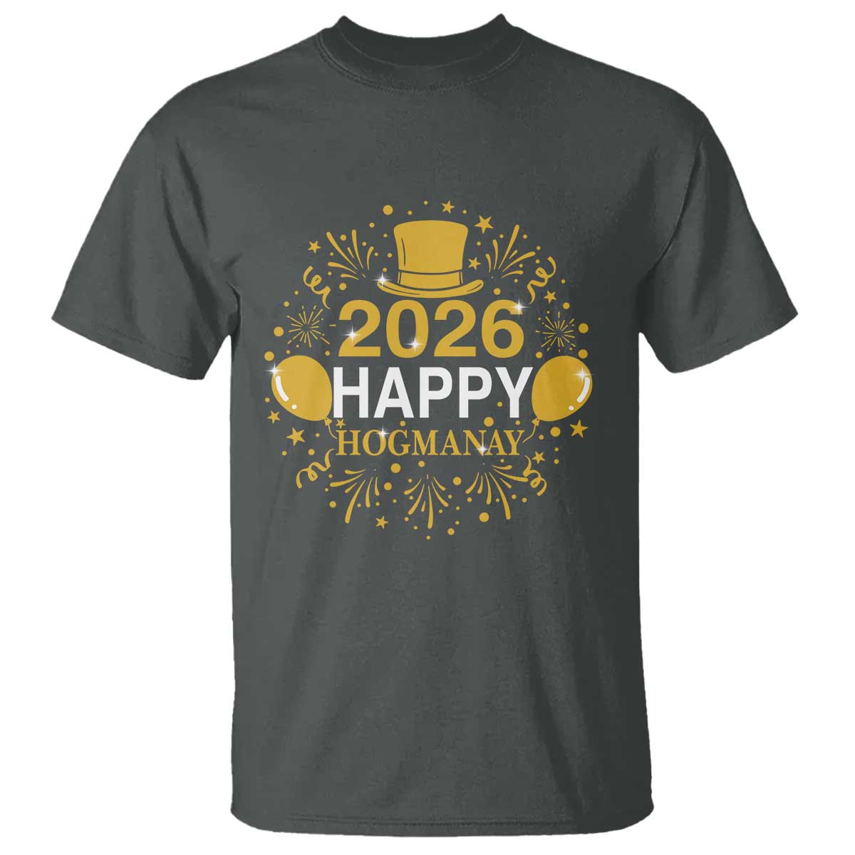 Scottish New Year 2026 T Shirt Happy Hogmanay NYE Party TS11 Dark Heather Print Your Wear