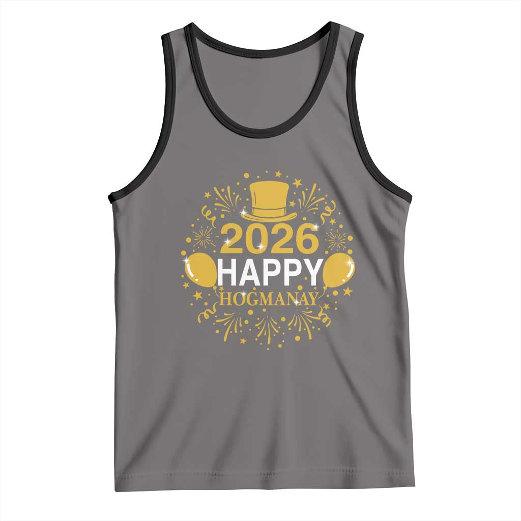 Scottish New Year 2026 Tank Top Happy Hogmanay NYE Party TS11 Deep Heather Black Print Your Wear