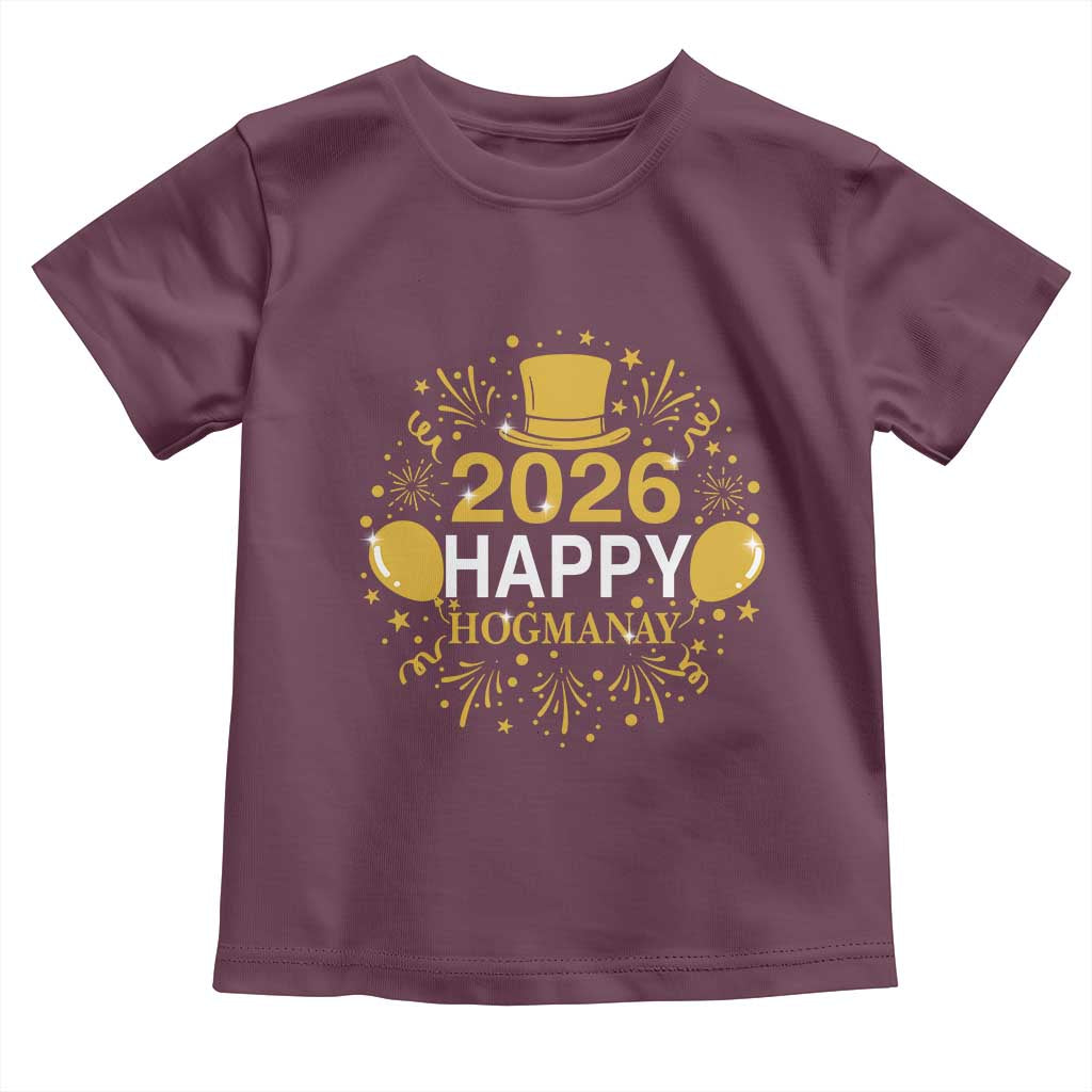 Scottish New Year 2026 Toddler T Shirt Happy Hogmanay NYE Party TS11 Maroon Print Your Wear