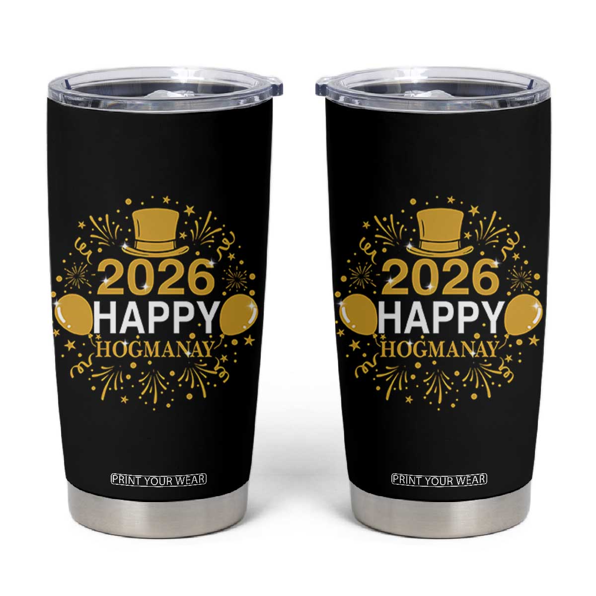Scottish New Year 2026 Tumbler Cup Happy Hogmanay NYE Party TS11 Black Print Your Wear