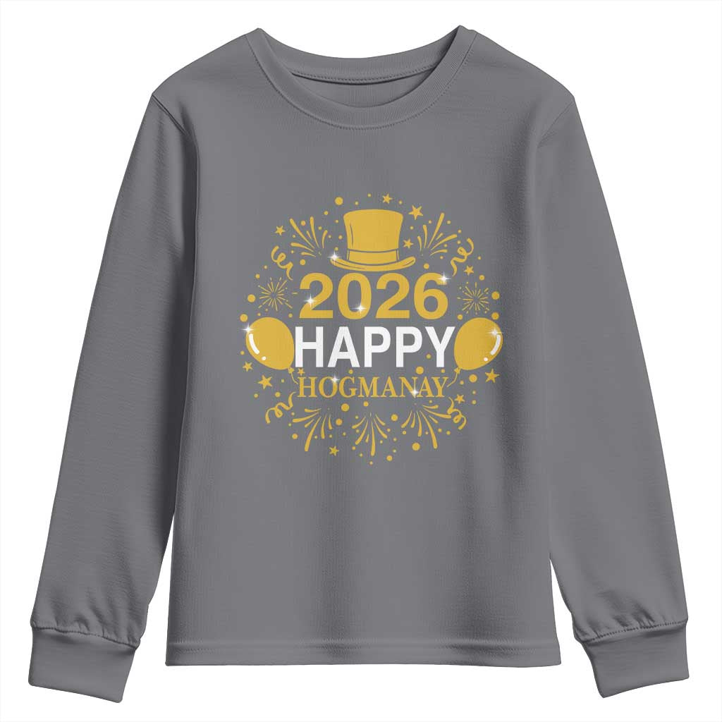 Scottish New Year 2026 Youth Sweatshirt Happy Hogmanay NYE Party TS11 Charcoal Print Your Wear