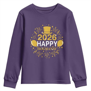 Scottish New Year 2026 Youth Sweatshirt Happy Hogmanay NYE Party TS11 Purple Print Your Wear