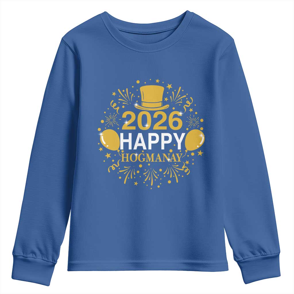 Scottish New Year 2026 Youth Sweatshirt Happy Hogmanay NYE Party TS11 Royal Blue Print Your Wear