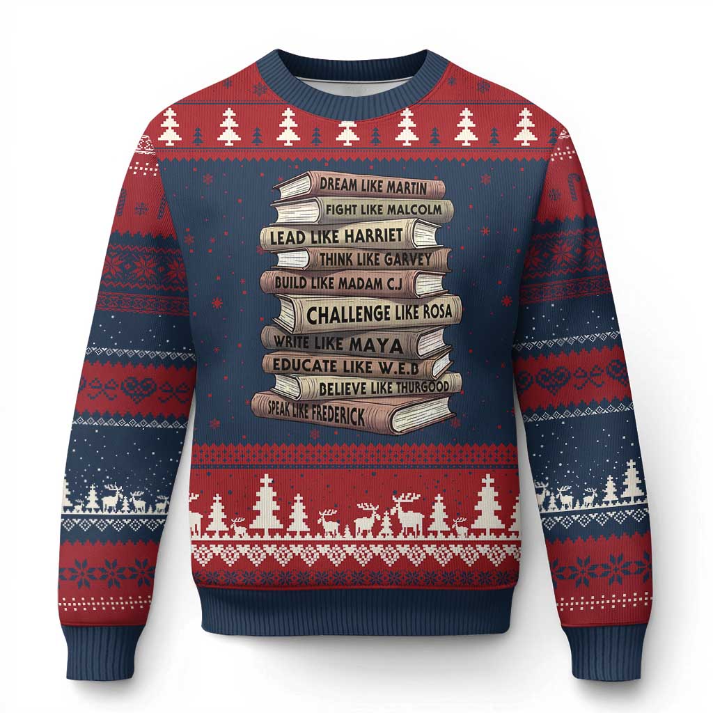 Black History Month African American Leaders Teacher Book Lover Ugly Christmas Sweater TS11 Navy Red Print Your Wear