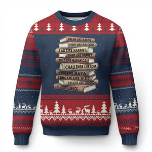 Black History Month African American Leaders Teacher Book Lover Ugly Christmas Sweater TS11 Navy Red Print Your Wear