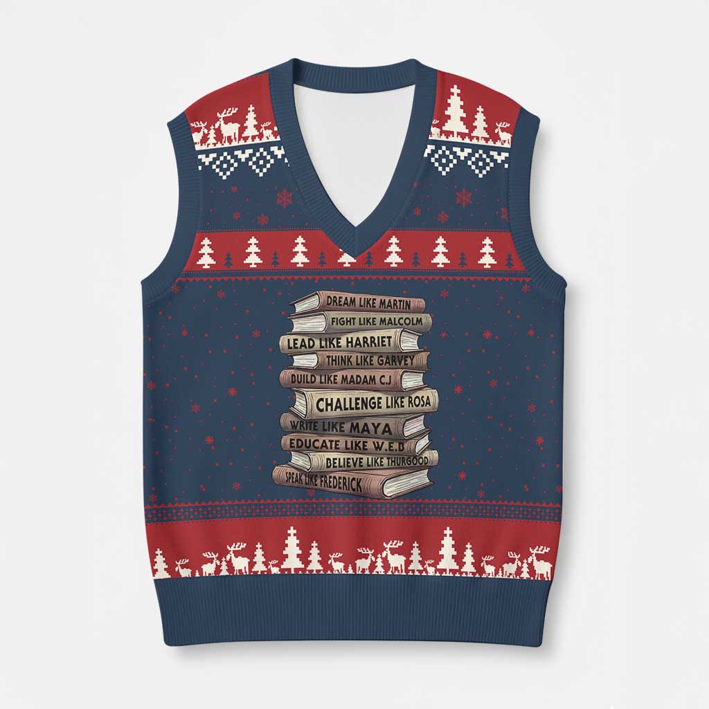Black History Month African American Leaders Teacher Book Lover V-Neck Knit Sweater Vest TS11 Navy Red Print Your Wear