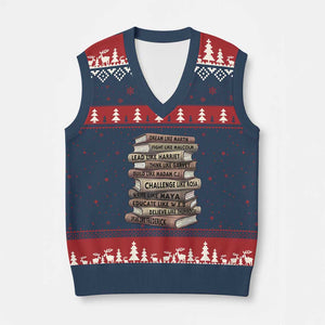 Black History Month African American Leaders Teacher Book Lover V-Neck Knit Sweater Vest TS11 Navy Red Print Your Wear