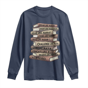 Black History Month African American Leaders Teacher Book Lover Long Sleeve Shirt TS11 Navy Print Your Wear