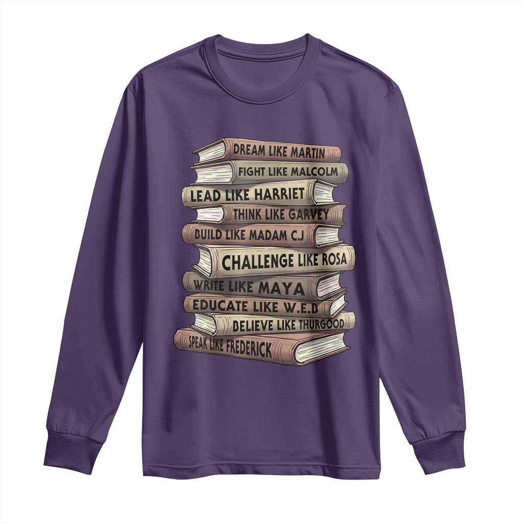 Black History Month African American Leaders Teacher Book Lover Long Sleeve Shirt TS11 Purple Print Your Wear