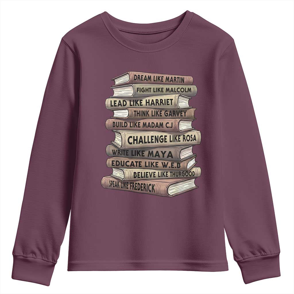Black History Month African American Leaders Teacher Book Lover Youth Sweatshirt TS11 Maroon Print Your Wear