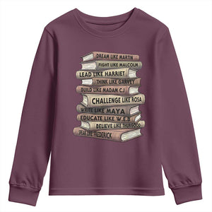 Black History Month African American Leaders Teacher Book Lover Youth Sweatshirt TS11 Maroon Print Your Wear