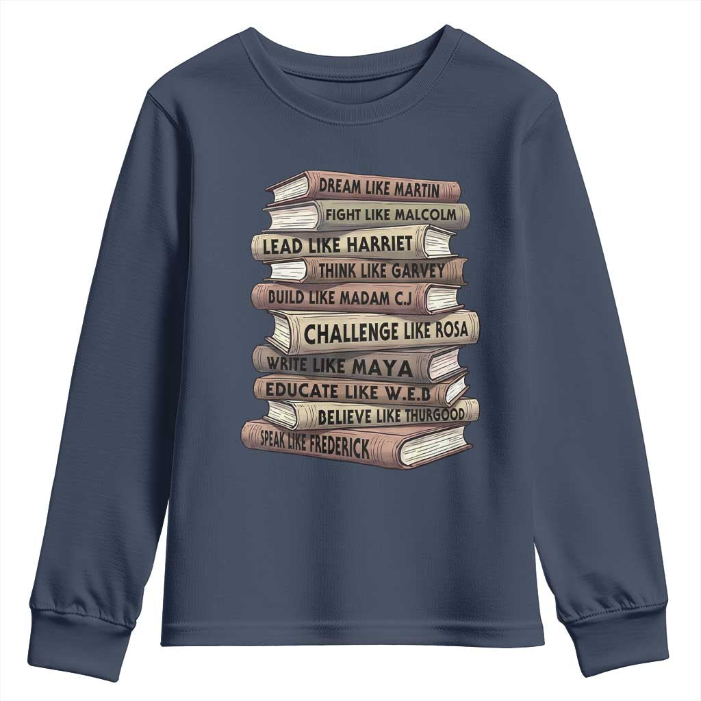 Black History Month African American Leaders Teacher Book Lover Youth Sweatshirt TS11 Navy Print Your Wear
