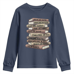 Black History Month African American Leaders Teacher Book Lover Youth Sweatshirt TS11 Navy Print Your Wear