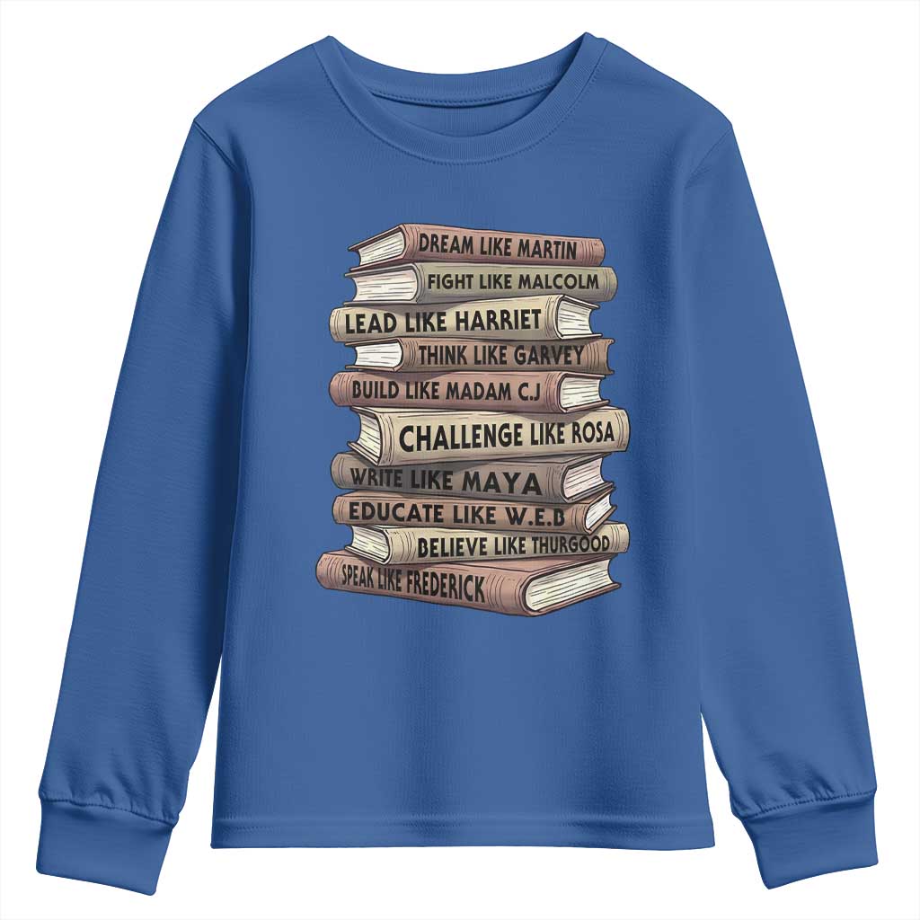 Black History Month African American Leaders Teacher Book Lover Youth Sweatshirt TS11 Royal Blue Print Your Wear