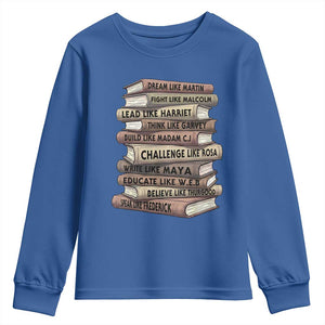 Black History Month African American Leaders Teacher Book Lover Youth Sweatshirt TS11 Royal Blue Print Your Wear
