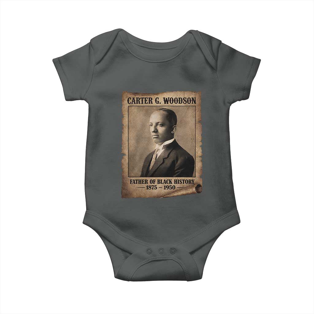 Carter G Woodson Baby Onesie Father Of Black History Month Old Paper Graphic TS11 Dark Heather Print Your Wear