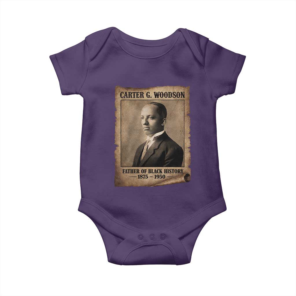 Carter G Woodson Baby Onesie Father Of Black History Month Old Paper Graphic TS11 Purple Print Your Wear