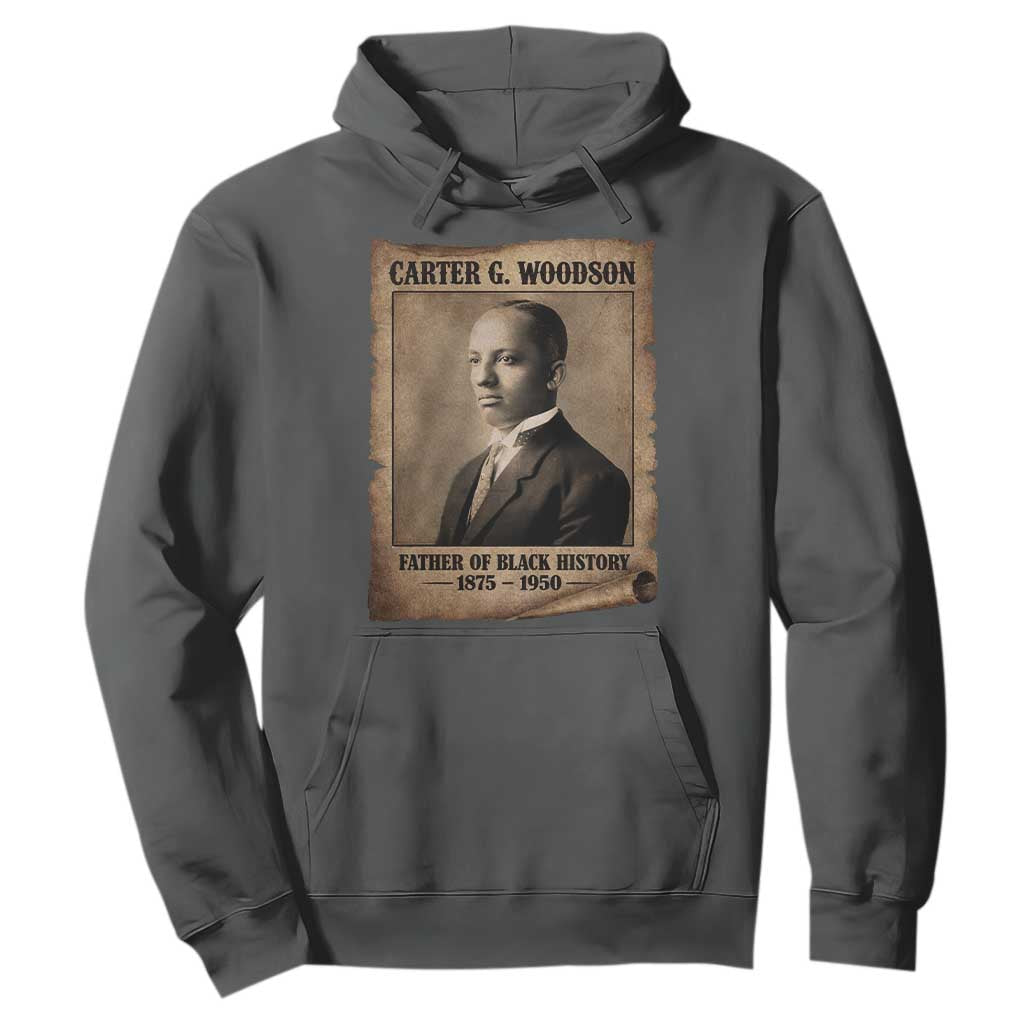 Carter G Woodson Hoodie Father Of Black History Month Old Paper Graphic TS11 Dark Heather Print Your Wear
